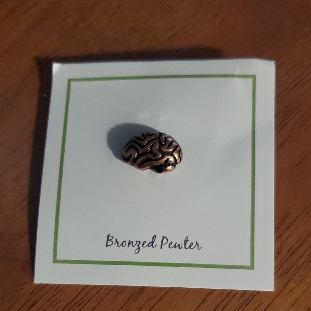 Bronzed Pewter Brain Design Jewelry